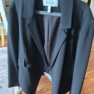 DEREK LAM 10 CROSBY EASY FLUID CAREER OFFICE BLAZER - SIZE 0 BLACK